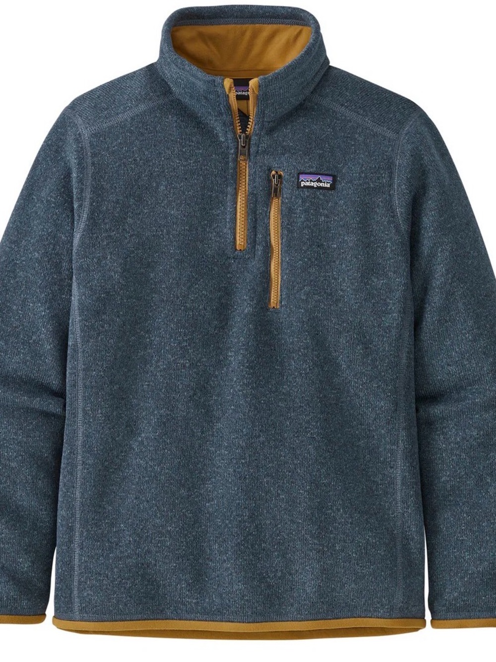 Patagonia Blue Fleece 1/4 Zip Pullover Sweater youth L Mock Neck Pocket